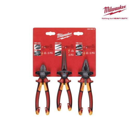 Jeu de 3 pinces électricien - MILWAUKEE 4932464575